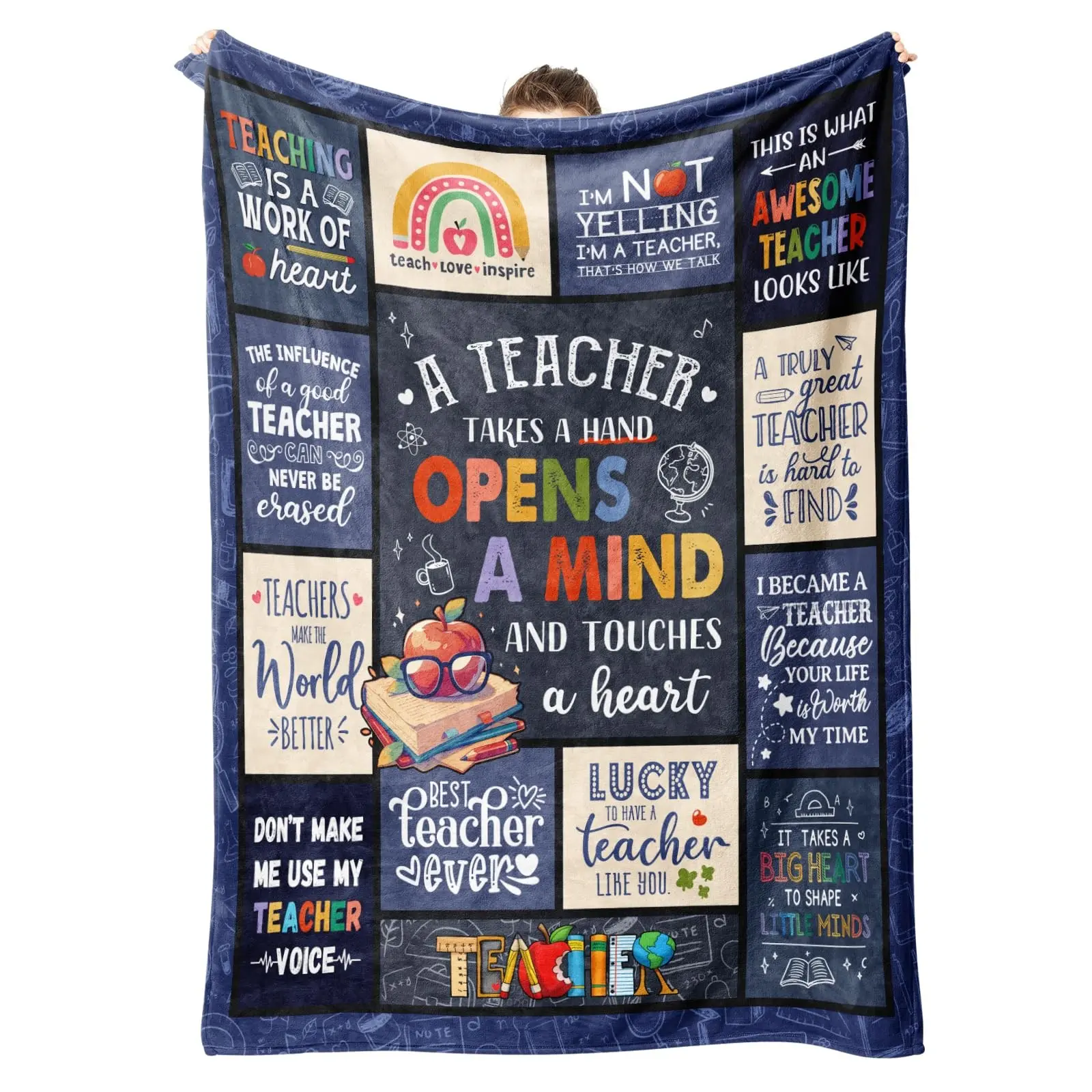 1PC Teacher gifts for men and women, unique teacher appreciation blankets with Cozy Quotes, Slogan Print Blanket, funny teacher gifts, best gifts for teachers from students
