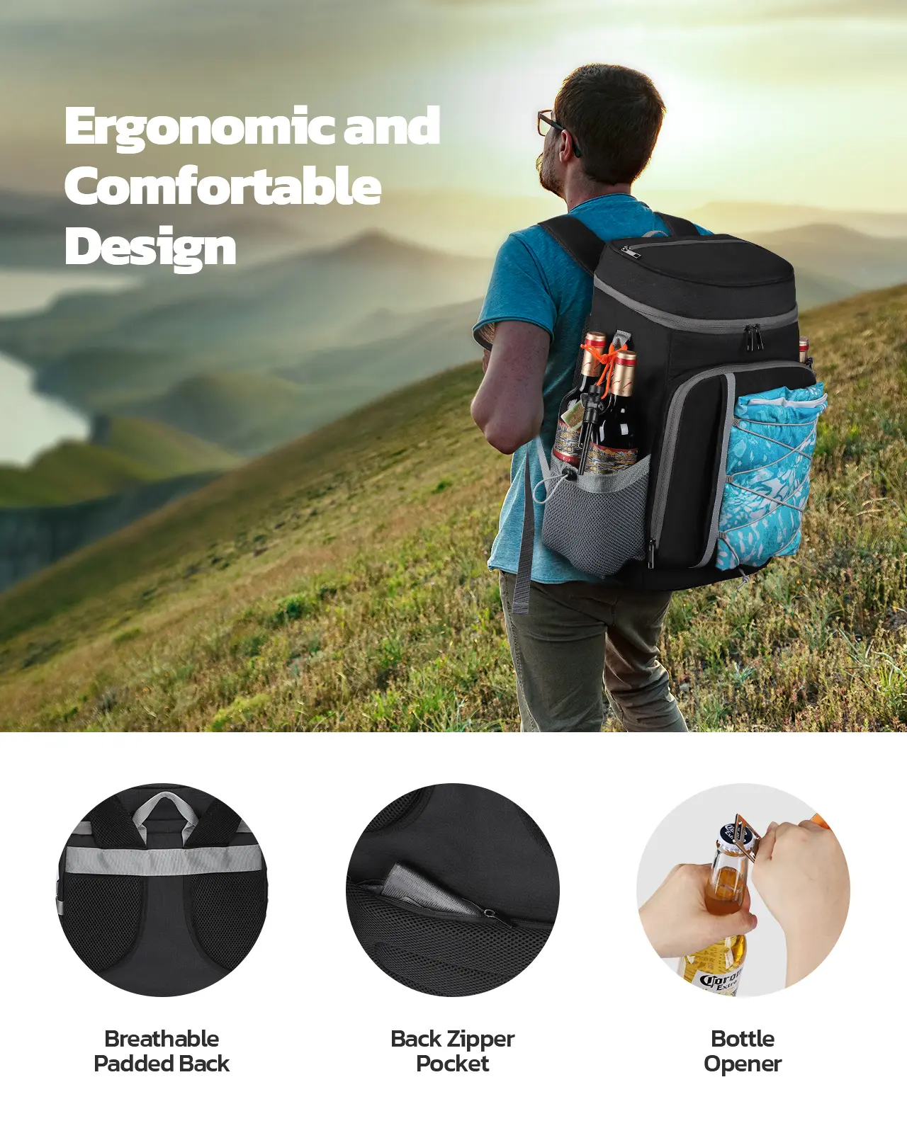Lightweight Insulated Cooler Backpack for Camping Hiking Travel Daypack Maelstrom 35 Can Leakproof Insulated Cooler Backpack  main image 3