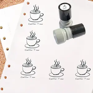Coffee Pattern Self-Inking Stamp, Coffee Branding, Ideal for Boxes Bags Postcards, Unique Design Promotional Marketing Tool, Perfect for Store Promotions