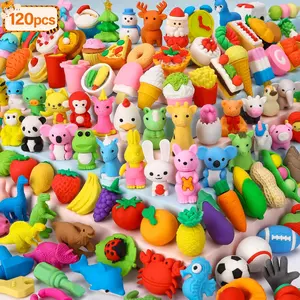 Z-ITC33 120 Pack Animal Pencil Erasers for Kids, 3D Mini Puzzle Take Apart Erasers, Desk Pets & Treasure Box Toys, Bulk Party Favors, Classroom Prizes, School Supplies, Gift for Boys & Girls