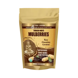 Chocolate Covered Mulberries, Raw Organic Superfood Snack.