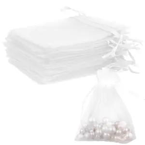 Organza Storage Bags 50pcs Set, Thin Sheer Organza Pouches 3x4 Inches, Jewelry Gift Bags, Ideal For Gifting, Drawstring Party Favor Bags, Mesh Wedding Christmas Mini Candy Bags