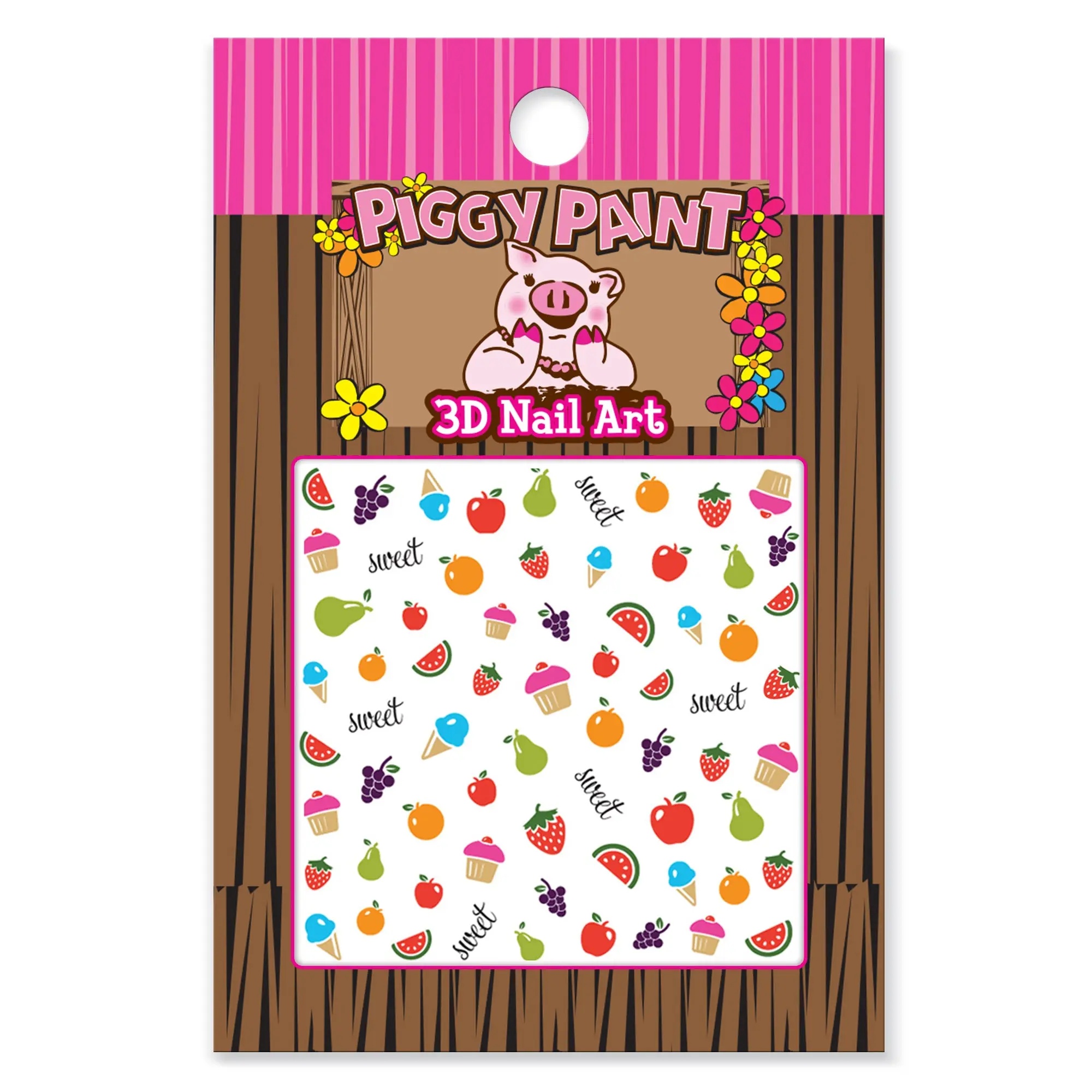 Piggy Paint 3D Sweetie Nail Art Stickers for Kids - Fun Fruit & Cupcake Designs for Creative Manicures