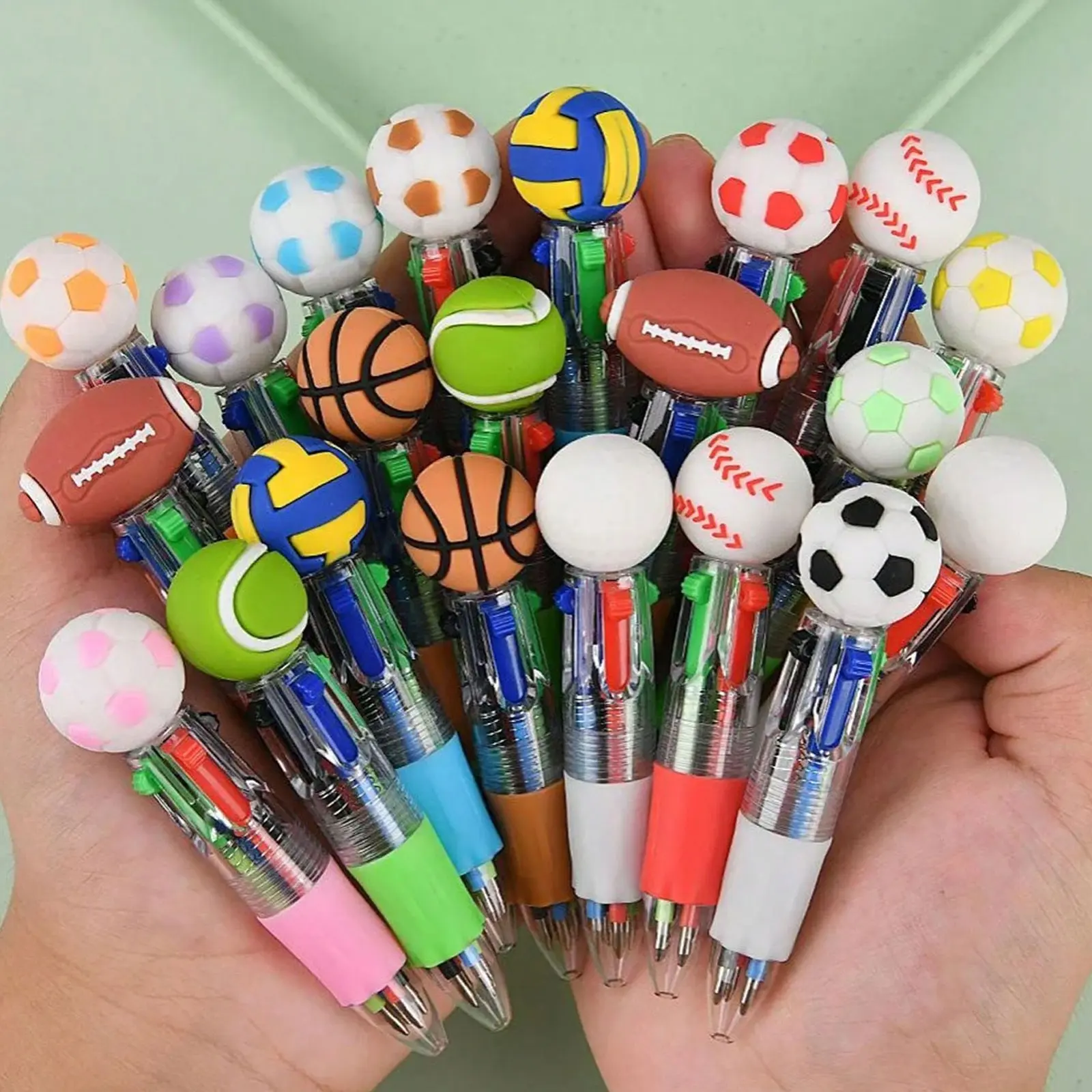 20pcs Mini Multicolor Ballpoint Pens Set, Cute Design Ideal Gift for Birthdays & Parties, Ballpoint Pen Gifts, Choose From Football Rugby Baseball Basketball Ink