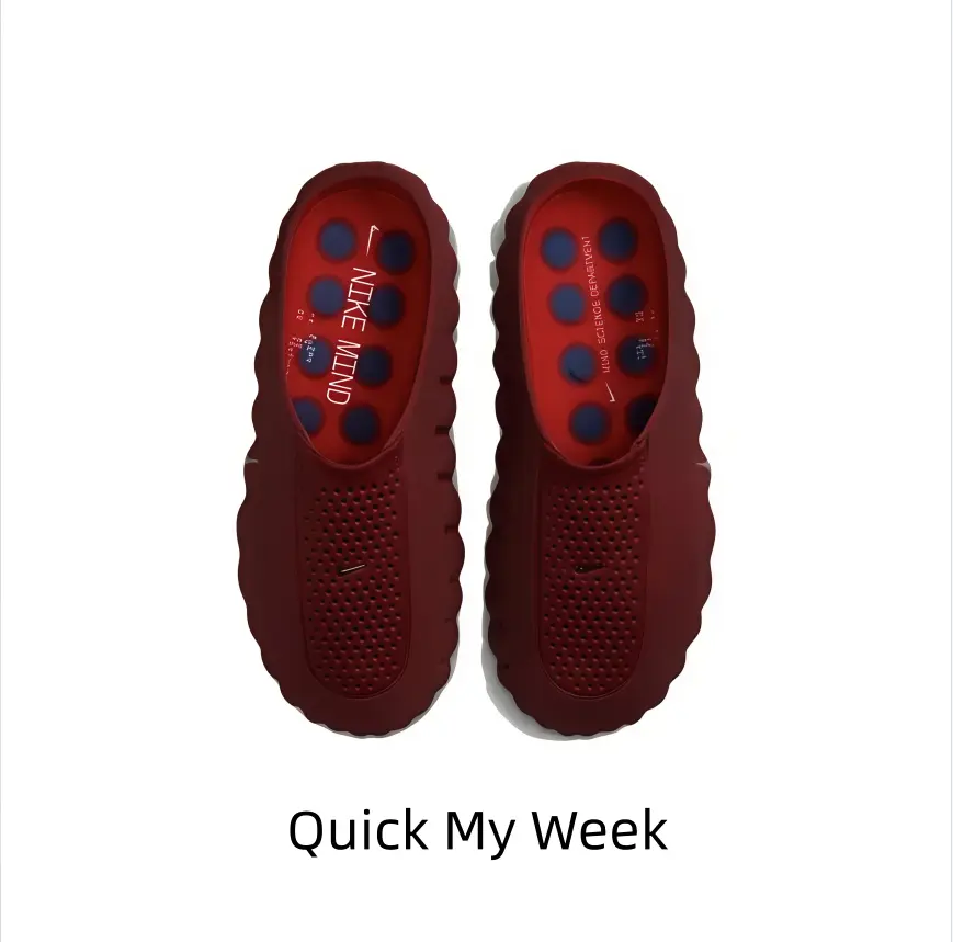 Trend closed-toe casual clogs with full hollow ventilation design. Rich wine red tone, ergonomic wavy sole, easy to wear for shopping, beach and daily casual matching
