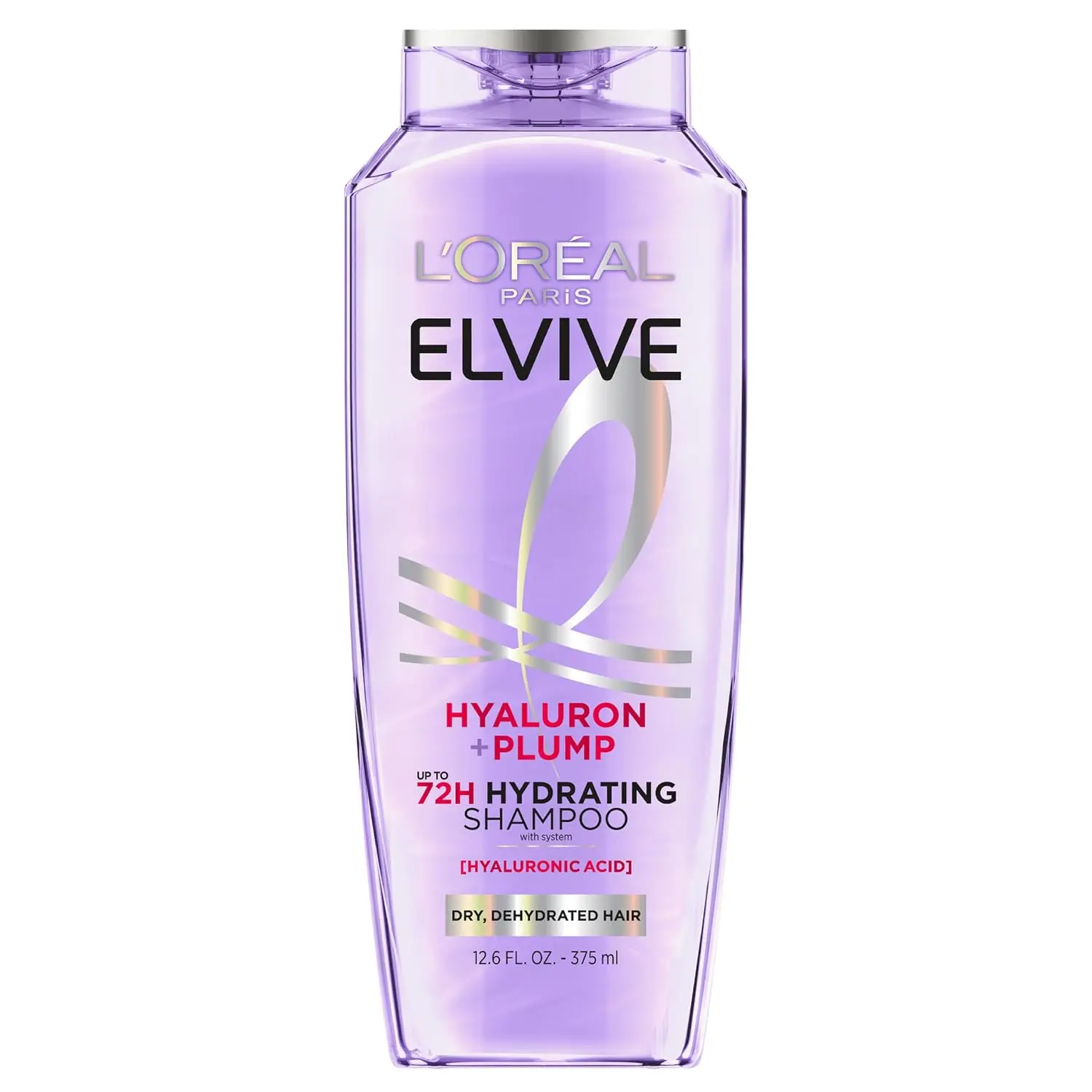 L'Oreal Paris Elvive Hyaluron Plump Hydrating Shampoo for Dehydrated, Dry Hair Infused with Hyaluronic Acid Care Complex, Paraben-Free, 12.6 Fl Oz