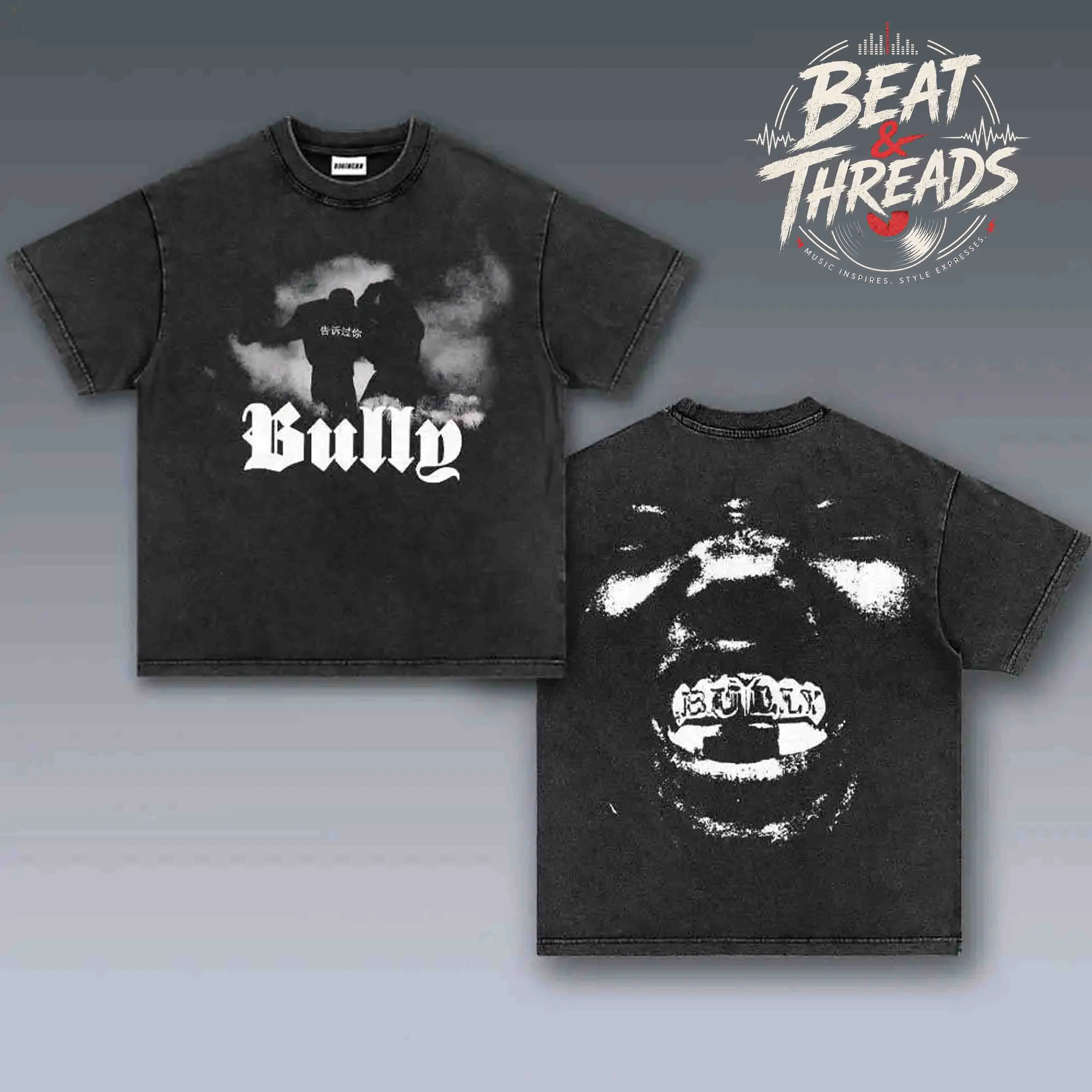 [ Beat & Threads ] YE Bully Album Inspired Tracklist Graphic Premium Acid Washed Cotton T-Shirt, Vintage Hip-Hop Streetwear Tee, Washed Black Oversized Heavyweight Shirt for Rap Music Fans, Concert Outfit, Unisex Graphic Tee, Soft Breathable Cotton
