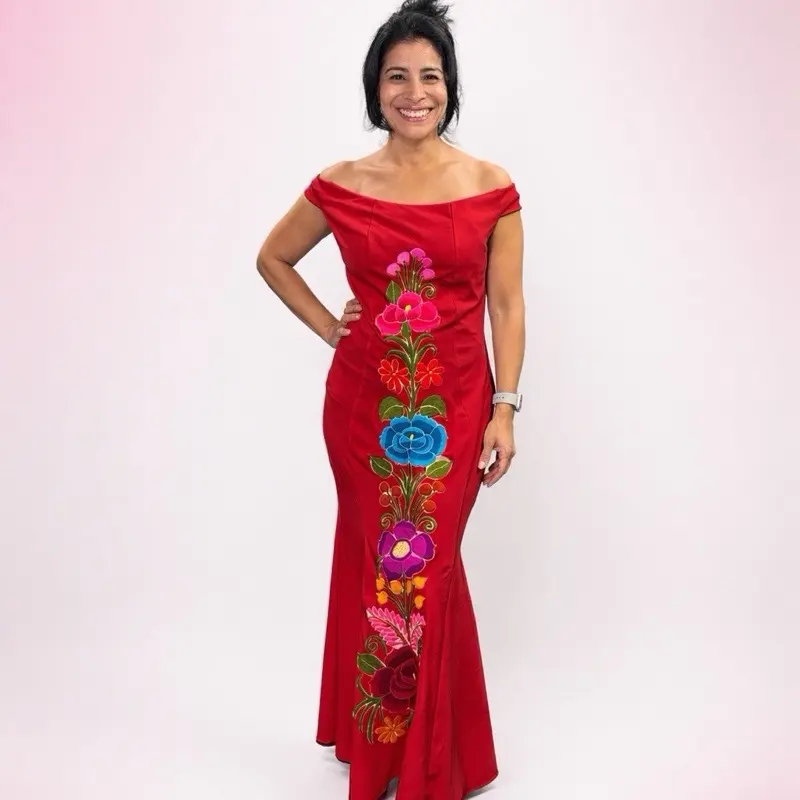 Flor - Mexican dress Handmade in Mexico Embroidered Dresses - vestido mexicano hecho a mano artesanal - elegante tradicional  Casual Traditional Elegance vestido hecho en Chiapas
