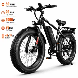 29MPH Fast Electric Bike for Adults, 2000W Peak Motor, 48V15Ah Removable Battery, 26" Fat Tire Ebike us long-lasting
