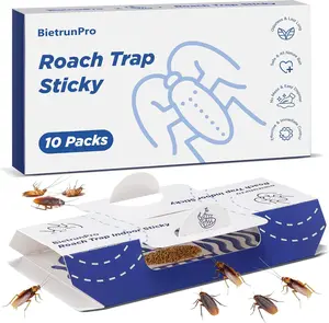 Roach Sticky Traps Indoor 10 Pack | Cockroach Killer with Sticky Odorless Glue | Pet Safe & Non-Toxic Pest Control for Bugs, Spiders, Crickets | Effective Indoor Traps for Home, Kitchen, Bathroom
