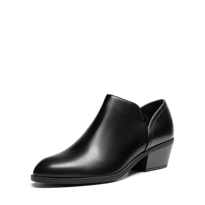DREAM PAIRS Women's Stylish Classic Chunky Wooden Ankle Booties - Side Zip Slip-On Footwear, Walking Shoes