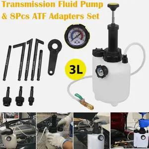 Transmission Oil Filling System Fluid Pump Manual Tool with 8pc ATF Adaptors 3L Professional Automotive Fluid Pump Kit for Easy Transmission Fluid Maintenance