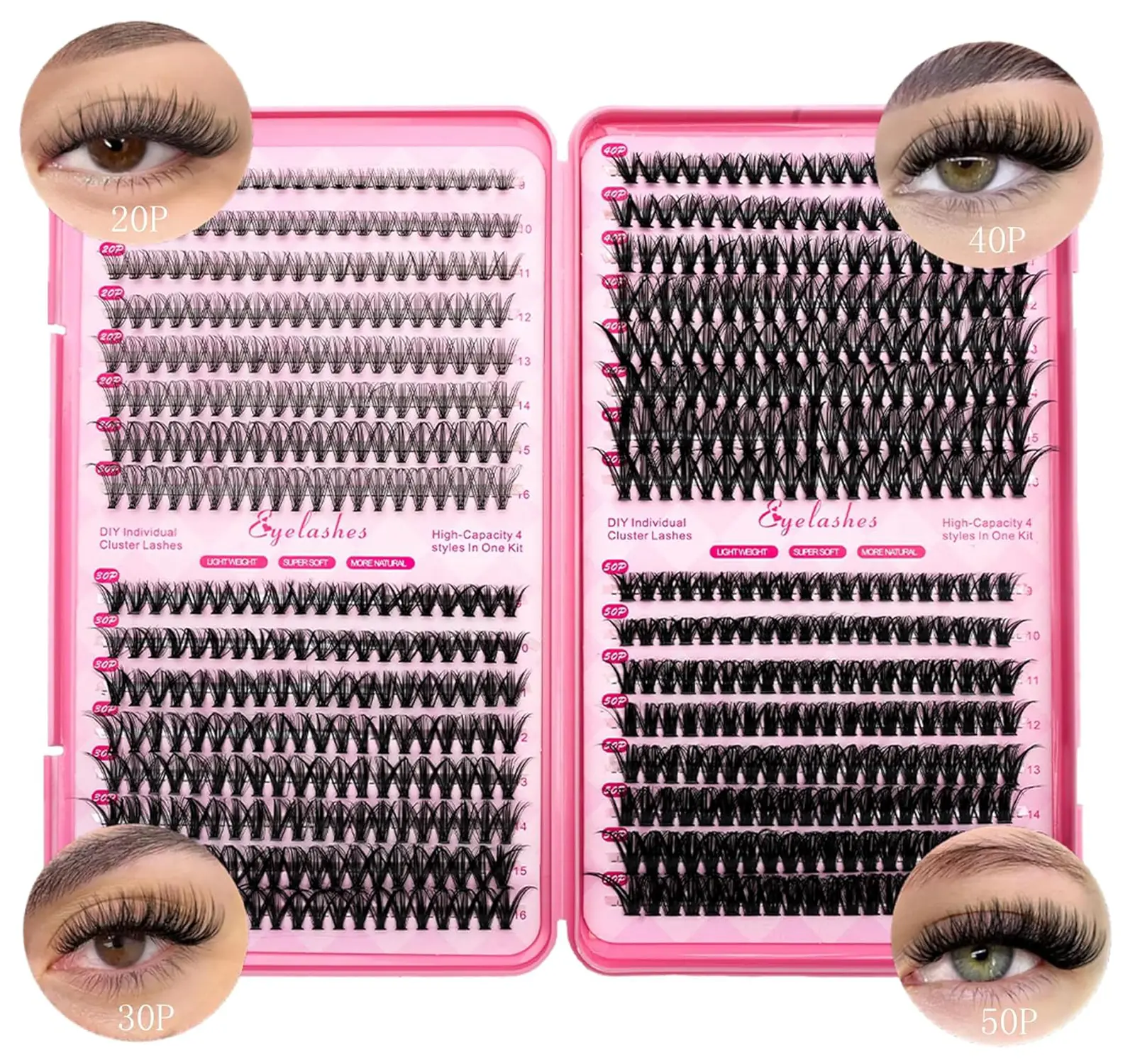 Natural Volume Cluster Lash Kit Individual Lash Extensions with Bond & Seal for Beginners