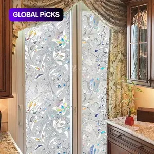 1pc 3D Rainbow Window Film, Removable Privacy Decorative Decal, Decoration Sticker, Glass Sticker, Window Decorations Supplies, UV Protection, Heat Insulation, Floral Tulip Design, Suitable for Doors & Windows #GLOBAL PICKS