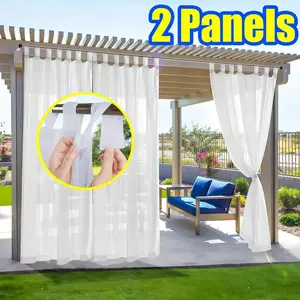 Outdoor Curtains Set, Top Hook & Magic Tape Easy Hanging, Patio Porch Gazebo Decor, Bedroom Living Room Kitchen Balcony Apartment Decoration