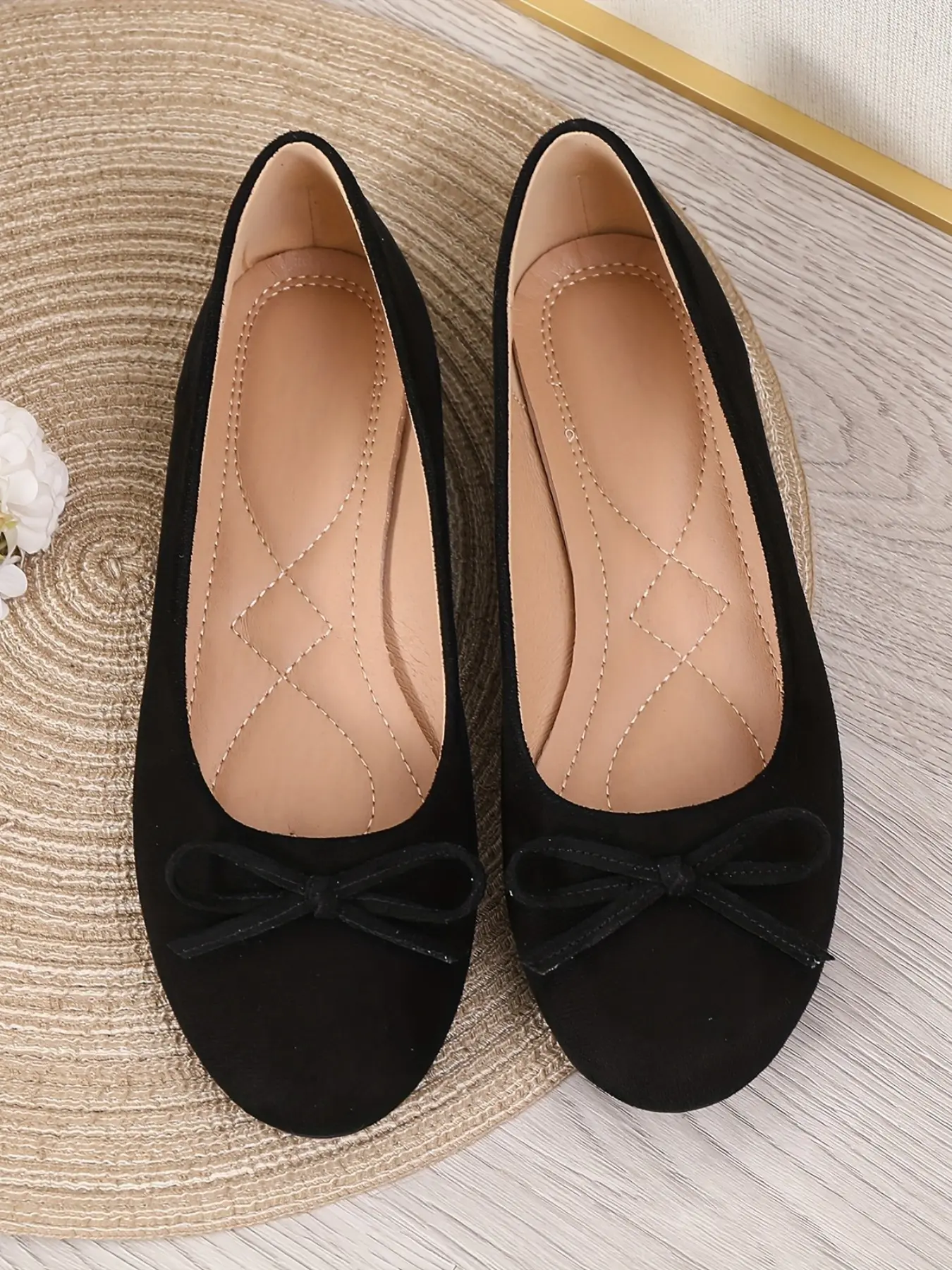 Women's Elegant Bowknot Flat Dress Shoes, Soft Textile Upper, Rubber Sole, All-Season Formal Shoes, Wedding Flats, Comfortable and Versatile, Slip On Flats