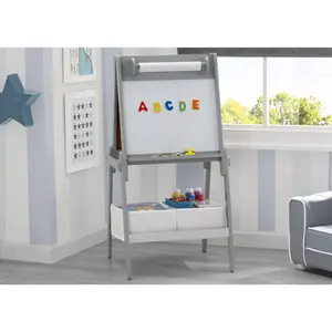 Chelsea Double-Sided Storage Easel with Paper Roll and Magnets | Dry Erase Surface & Chalkboard Surface