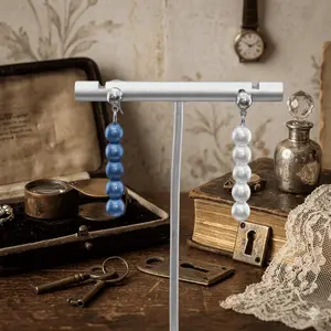 Long Stud Drop Earrings, Choose Blue or White