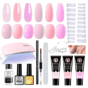 Nocis 12-Piece Nail Extension Gel Set, Includes 3 Colors Extend Gel, Base Coat, Top Coat, Sliding Liquid & Nail Shape Tools, Manicure