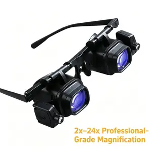 2x-24x LED Head Mount Magnifier, Portable Hands-Free Tool for Watch Repair, Phone Maintenance and Electronic Component Soldering Work