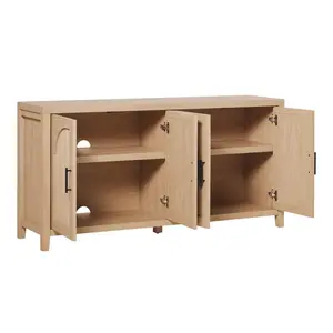 Walker Edison WESAS11604CO1 30 x 15.75 x 60 in. Modern Reeded Sideboard TV Stand with Arched Door, Coastal Oak