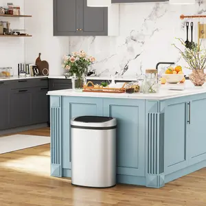 BestOffice Kitchen Trash Can with Lid, 13 Gallon Automatic Garbage Can for Bathroom Bedroom Home Office 50 Liter Touch Free High-Capacity Brushed Stainless Steel Waste Bin