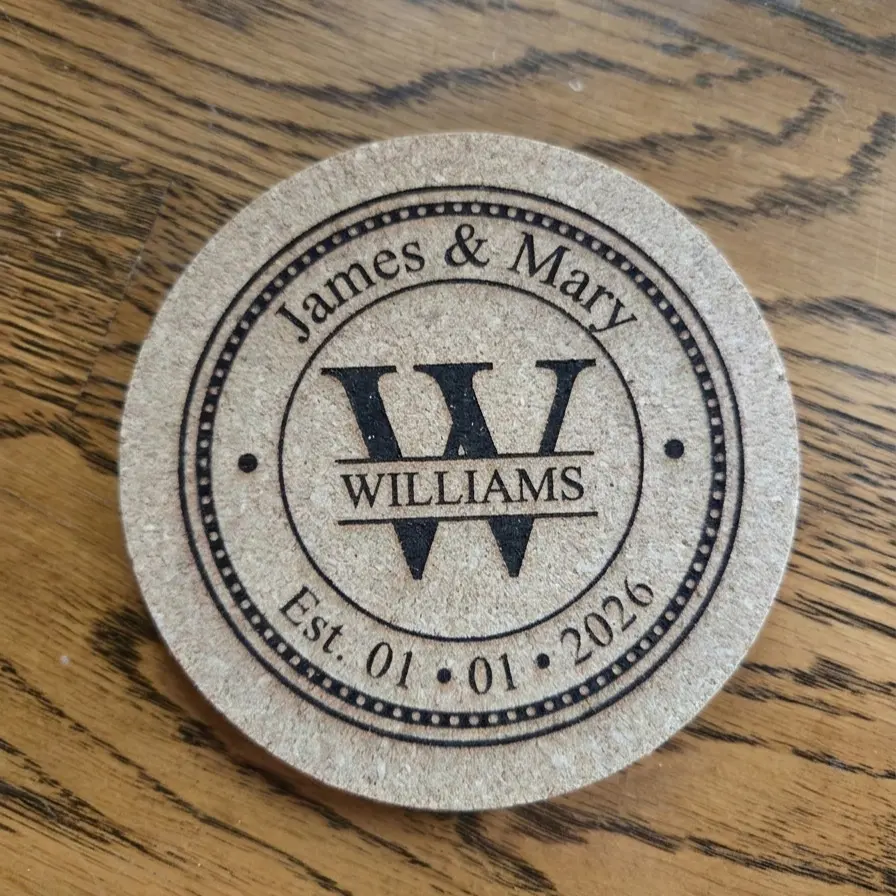 Laser Engraved Wedding/Anniversary Name Coaster
