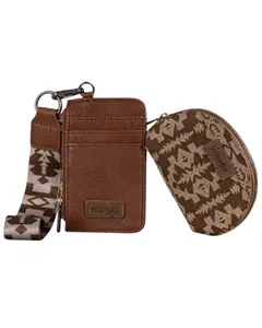 Wrangler Women's Southwestern Print Dual Pouch Wristlet - Wg2212-W0051-Br