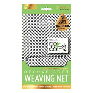 Donna Deluxe Combo Weaving Net for Hair Extensions 17"x12" Mesh Net, Large Hole & Small Hole Set, Triple Helix Structure, Olive Oil & Vitamin E Treated, Flexible Hair Weaving Net for Secure Sew-In
