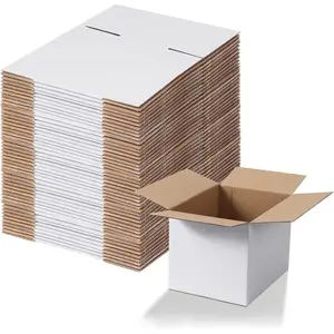 8x6x6 Shipping Boxes Set of 40, White Corrugated Cardboard Box for Mailing Packing Gifts Small Business