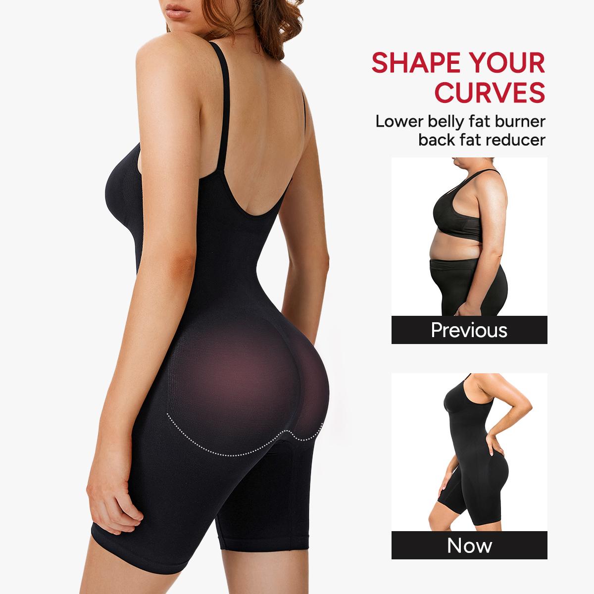 [MAX] Nebility Women's Seamless V-Neck Bodysuit Shapewear - Full Body Stretchy, Basic Fashionable Design SpringStatements