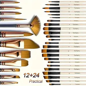 Premium 36pcs Artist Paint Brushes Set, Painting Brushes, Paintbrushes, Art Supplies, Christmas Gift for Beginners & Artists, Anti-Shedding Nylon, Easy to Clean, Durable for Acrylic/oil/gouache
