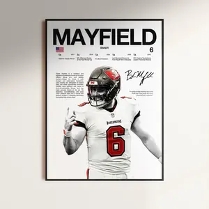 Baker Mayfield Poster, Wall Print, Football Print, Poster Print, Sports Decor, Tampa Bay Buccaneers Poster, Football Gift (No Frame)
