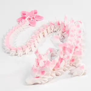Articulated 3D Printed Cherry Blossom Dragon, 11.8 Inch 3D Dragon Toys, Fidget Dragon Toy for Desk Decor, Dragon Lovers & Collectors, Unique Gift Idea For Valentine's Day, Birthday