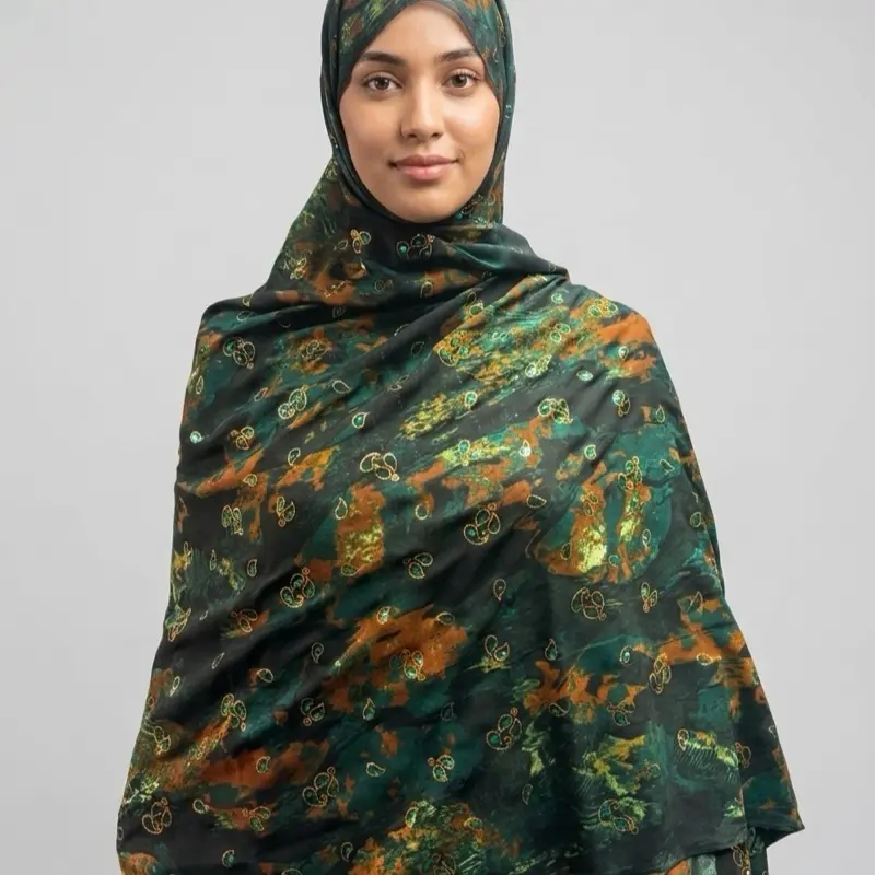 Dark Green Panjang Modest Scarf for Hijab and Khimar Wear