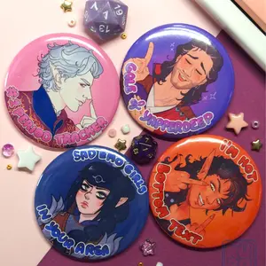 BG3 Character Button Pin, Gale, Astarion, Karlach, Shadowheart Pin Buttons For Clothes, Bags, Backpack, Hats, Jeans, and More, Funny Bag Accessories!