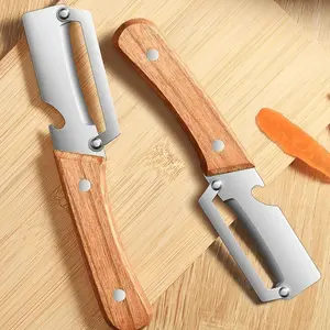 The Ultimate Peeling Experience｜Sharp Blade Saves Fruit, Handles All Textures. Ergonomic Wood Grip, Say Goodbye to Hand Fatigue
