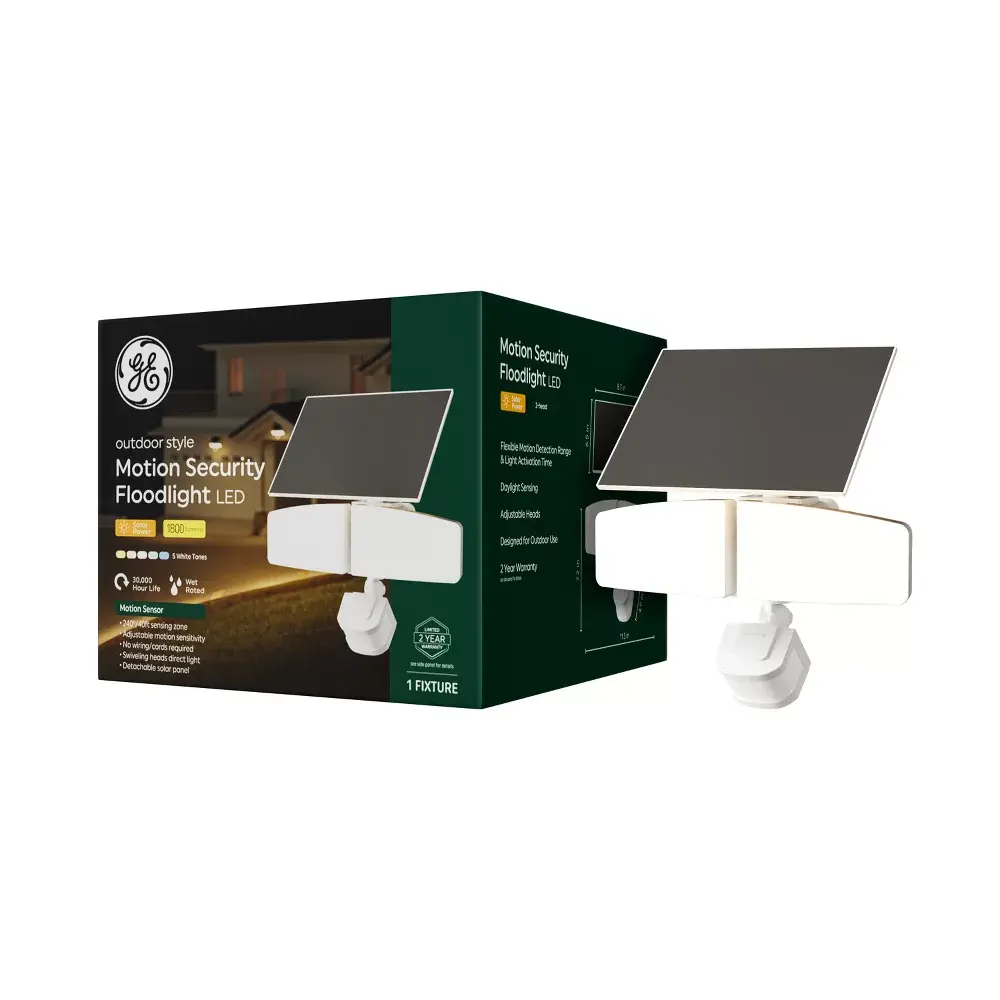 GE Outdoor 5CCT Security 2 Head Solar Motion Sensing Light Fixture GE Outdoor 5CCT Security 2 Head Solar Motion Sensing Light Fixture