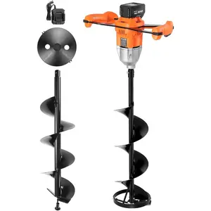VEVOR 20V/40V Electric Ice Auger, 8 inch Diameter, 2 in 1 Battery Powered Ice Fishing Augers and Earth Auger Combo with Top Plate, Turbo High-Speed Cutting System and Blade GuardVEVOR Super Brand Day