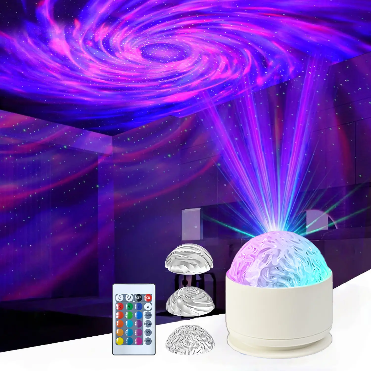 Galaxy Starry Sky Vortex Projector Light, Aurora Projector Light, Planetarium Star Projector, Space Projector, 16-Color RGB Ambient Light with Remote Control, USB Plug-in, Ideal for Bedrooms, Parties, Camping & Home Decor