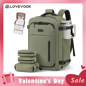 【Valentine's Day Gift】LOVEVOOK 40L-50L Large capacity Carry-On Travel Waterproof Backpack-TSA Approved Personal Item,Built-in Garment Bag & 3 Packing Cubes,Airline Friendly for Hiking/Overnight/Weekend,TikTokShopJumpstartSale