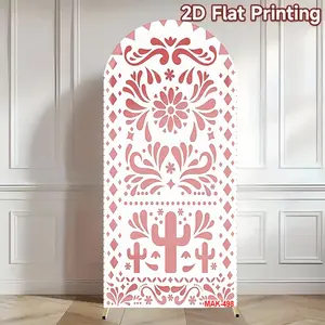 Red & White Mexican Cactus Flower Arch Backdrop Cover for Kids Baby Shower Party Decor Birthday Background Elastic Double-Sided Spandex Fabric Party Decoration Wall Hanging Backdrop Wedding Party Backdrop Party Decorations Banners