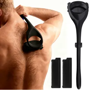 Safe and Worry Free Men's DIY Back Shaver Ergonomic Handle Manual Comfort Foil Supports Dry and Wet Shaving Extra Blades Included