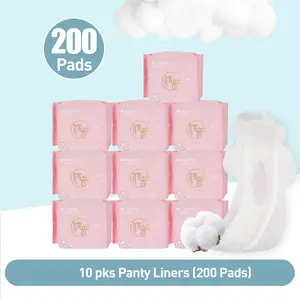 10 Packs/200 Counts Zhuyin Sanitary Napkin, Organic Cotton Super Absorbency Menstual Pads Without Wings for Periods Regular 155mm Daily Pads, Unscented for Everyday Light  Flow Feminine Pads Bundle
