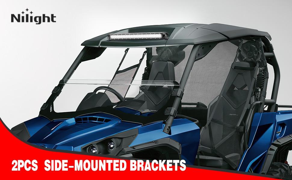 Nilight 2PCS Universal Side-Mounted Brackets Adjustable Compatible with Straight or Curved Led Light Bar, 2 Years Warranty,Black