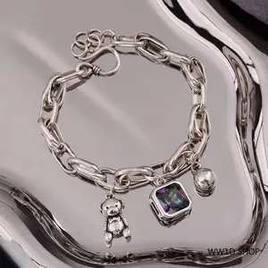 Women's Adjustable Crystal Charm Bracelets - Sweet Bear Design Sports Wristband Jewelry, Ideal Gift Accessory