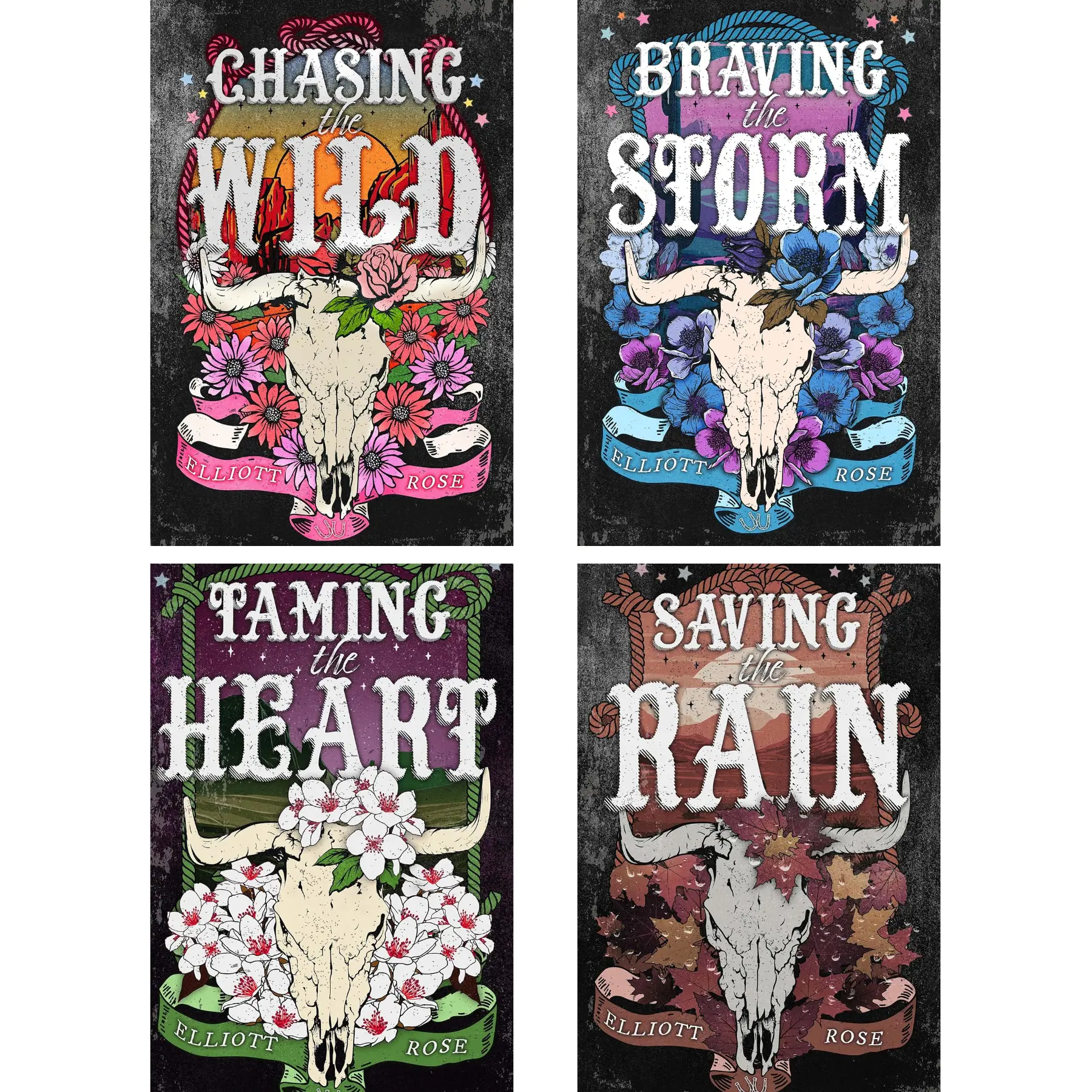 Crimson Ridge Series by Elliott Rose Book Collection Set, Chasing the Wild Braving the Storm Taming the Heart Saving the Rain, Western Cowboy Romance Books