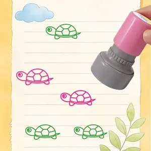 Turtle Pattern Handmade Stamps for Scrapbooking, Classroom Activities, Teacher Rewards, Fun Marking Stamps, Round Press-On Stamps