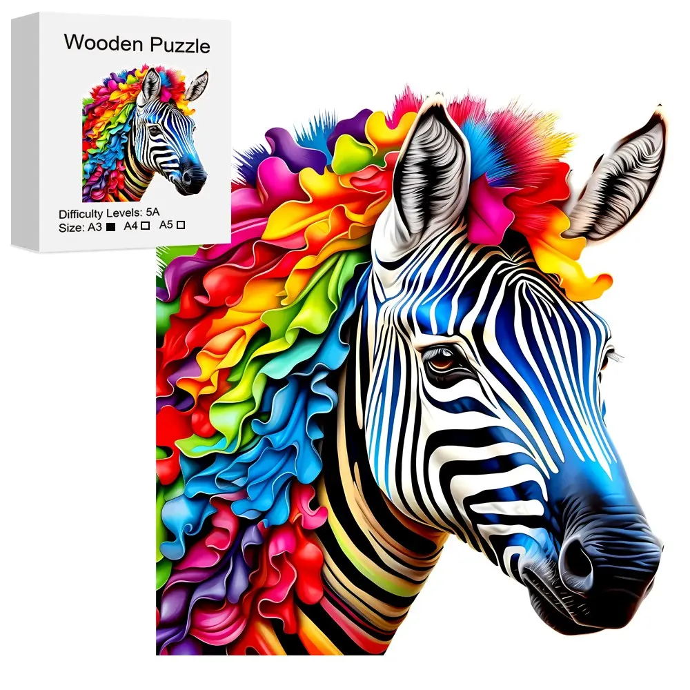 Zebra Wooden Puzzle, High Difficulty Toys Puzzle, Hallowee Christma Birthday Holiday Gifts, Home Decor