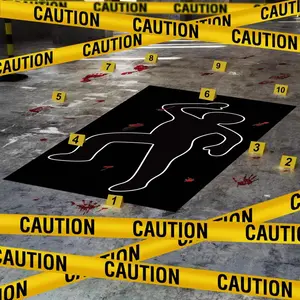 16 count Halloween Crime Scene Decorations Kit Murder  Dinner Party  Supplies Includes  Silhouette Crime Scene Tape Evidence Markers and Blody Sticker  for Crime Scene Party Decor